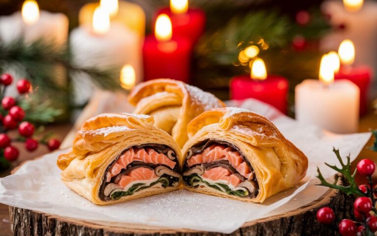 Ciasto francuskie z łososiem, które robi furorę na Boże Narodzenie (gotowe w 30 minut)